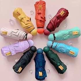 Resim 6-Rib Mini Kapsül Şemsiye, UV Koruma Katlanır Şemsiye, Moda ve Rahat Seyahatler için Temel, Yuvarlak Baş Tasarımı ile Manuel Açma, Pratik Taşınabilir Açık Şemsiye, Hediye Olarak Seçilebilir 