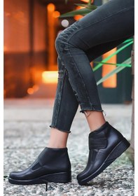 Resim Büyük Numara Rahat Günlük Cırtlı Derı Bayan Bot 