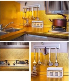 Resim Yapışkanlı Gold Mutfak Tezgah Folyosu Çok Renkli 