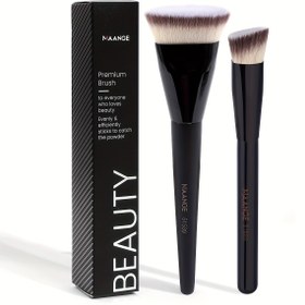 Resim 2 Adet Yüz Fırçası, Fondöten Fırçası, Allık Fırçası, Kapatıcı Fırçası, Üçgen Başlı Kapatıcı Fırçası, Yumuşak Kıllar, Seyahat İçin Taşınabilir, Kabuki Makyaj Fırçası 