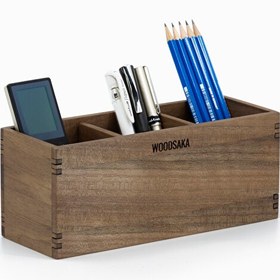 Resim WOODSAKA Reka Ayarlanabilir Üç Bölmeli Kalem Kutusu - Ceviz 
