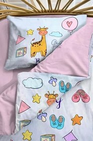 Resim MONOHOME Bebek Nevresim Takımı Giraffe and Rabbit Desenli%100 Pamuk, MONOHOME70168 