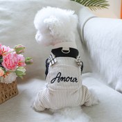 Resim Küçük Irklar İçin %100 Polyester Kumaşlı Ayı Köpek Tulumu - Sırt Bacak Askılı, Rahat Kış İlkbahar Sonbahar Kıyafeti, Elde Yıkama 