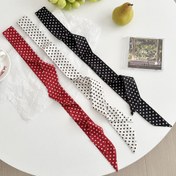 Resim Şık Puantiyeli Eşarp - Uzun Boyun Bağlama, Saç Bandı, Saç Aksesuarı & Bel Kemeri - Kırmızı/Siyah/Beyaz/ - Günlük/Resmi Kıyafetler İçin Hafif & Dayanıklı - Kadın Moda Aksesuarı, Çok Yönlü Stil, Klasik Tasarım, Yumuşak Kumaş, Şık Sarma 