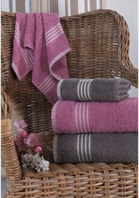 Resim Rebeka Oscar Banyo Havlu Seti Yumuşak Havlu Seti 1200 Gram Mürdüm Antrasit Antrasit - Mürdüm 