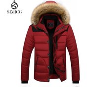 Resim Kış Modası Kalın Slim Fit Erkek Pamuklu Ceket Kırmızı 