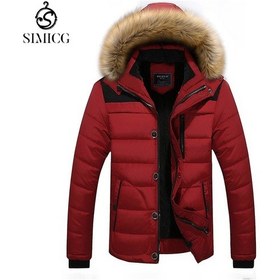 Resim Kış Modası Kalın Slim Fit Erkek Pamuklu Ceket Kırmızı 