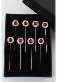 Resim Numetal 8 Li Kristal Taşlı Eşarp İğnesi. Şal İğnesi. Türban İğnesi. Başörtü İğnesi. Eşarp Ve Şal İğnesi Gümüş 