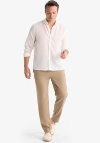 Resim DeFacto Relax Fit Kısa Paça Keten Görünümlü Beli Bağcıklı Lastikli Cepli Pantolon 
