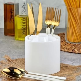 Resim 7 Bölmeli Beyaz Çatal Kaşık Organizeri Tezgah Üstü Çatal Kaşıklık 
