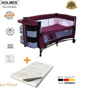 Resim Holmer Kids Maxi Comfort Coolstyle Anne Yanı Oyun Parkı Beşik + Aloevera Yatak - Mürdüm 