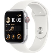 Resim Apple Watch SE GPS + Cellular 44mm Alüminyum Kasa ve Spor Kordon 2022 Gümüş 