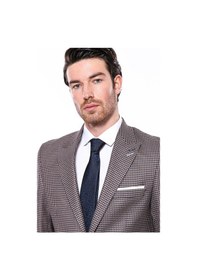 Resim Kendinden Desenli Slim Fit Lacivert Ceket Wessi 001 