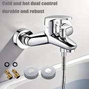 Resim Elegant Chrome Finish 3-Handle Duş Bataryası ile Yağmur Duş Başlığı - Banyo için Klasik Duvar Montajı Tasarımı, İdeal Noel Hediyesi, Banyo Bataryası|Klasik Batarya|Dayanıklı Batarya 