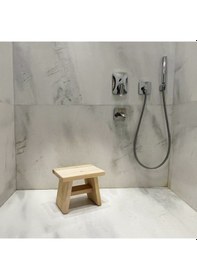 Resim Shark Anatolia Sedir Ahşap Banyo Taburesi Oturak Krem 