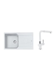 Resim Franke Ubg 611-86 Bianco Eviye+Active Doccia Plus Armatür Set 