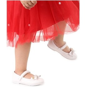 Resim Kiko Kids Cırtlı Fiyonklu Kız Çocuk Babet Ayakkabı Ege 201 Cilt Beyaz 