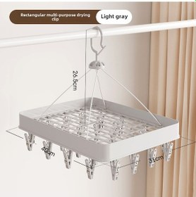 Resim Geeroyoo Uzun Dikdörtgen 24 Klipsli Gri Plastik Çok Amaçlı Çamaşır Asıcı: Evde Balkonda Çorap, Alt Çamaşırı Kurutmak İçin Katlanabilir Rüzgar Dayanıklı Diğer 