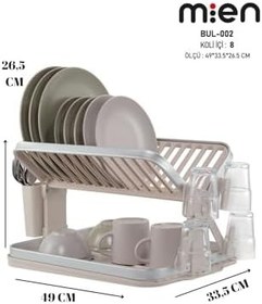 Resim Metal Bulaşıklık Kurutmalık Su Tahliye Tepsili Çatal-Bıçak Bölmeli Tabak Bardak Organizeri 