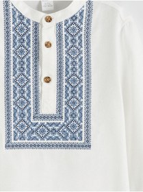 Resim LC Waikiki artı-store'den Beyaz Hakim Yaka Etnik Desenli Erkek Çocuk Gömlek 