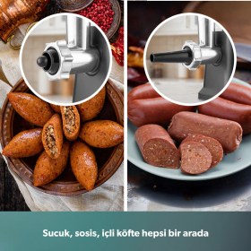 Resim Homend Et Çekme & Salça & Sucuk & Içli Köfte Aparatlı Paslanmaz Çelik Kıyma Yapma Makinesi 