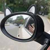 Resim 2 adet Silikon Kedi Kulaklı Dikiz Aynası Süsü, Araba Direksiyon Süsü - Yapışkanlı Gösterge Paneli Süsü, Araba İç Aksesuarları 