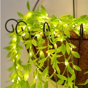 Resim 2M/5M Yeşil Willow Leaf Peri Işıkları - Pil ile Çalışan LED Asma Çiçeği Garlandı, Yumuşak Parlayan Ampullerle, Oda, Yatak Odası, Düğün, Parti, Tatil ve Festival Dekoru İçin İdeal, Tatil Dekoru | Yumuşak Parlayan Işıklar | Dayanıklı Plastik, Noel Işıkları 