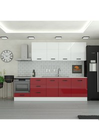 Resim 265 Cm Mutfak Dolabı Mdf Kapak Tezgah Dahil Yrkn265 101 Kırmızı 