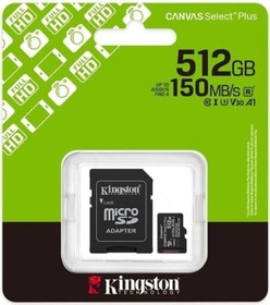 Resim Kıngston 512gb Canvas Select Plus Sdcs3/512gb Mıcro-sd Hafıza Kartı 