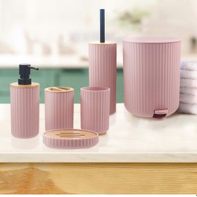 Resim The Mia Stripe Banyo Seti Pembe 6 Parça Pembe 