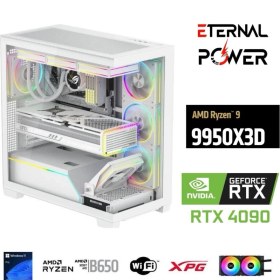 Resim Eternal Power Ryzen 9 9950X3D 32GB Ddr5 1tb M.2 Rtx 4090 B650 Wıfı 850W 240M 