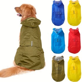 Resim Parlak Şeritli Yansıtıcı Su Geçirmez Köpek Yağmurluğu - Küçükten Büyük Irklara Kadar Ayarlanabilir, Sıcak Evcil Hayvan Ceketi 