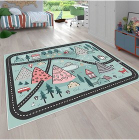 Resim VİVİCA Dijital Baskı Kaymaz Taban Makinede Yıkanabilir Çocuk Odası Halısı Bebek Odası Halısı 