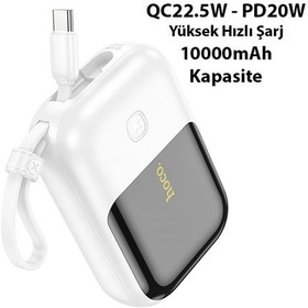 Resim Hoco Q20 Fountain 10000mah 22.5w+pd20w Dijital Göstergeli Kablolu Powerbank- 5775 