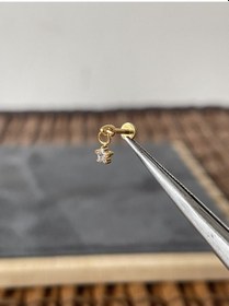 Resim Yüksek Kalite G23 Titanium Yıldız Sallantı Altın Titanyum 6 X 1.2 MM Labret Piercing Sarı 