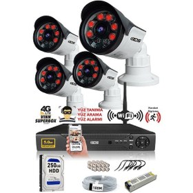 Resim IDS DS-2015HD-SET4-250-X 4 Kameralı 1080P Full HD 5 MP Sony Lensli Kamera Seti - 2015 