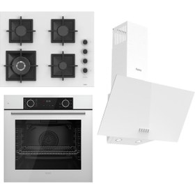 Resim Ferre Flameart Sc Serisi Beyaz Set (SC406-WFA + XE63CB +D087 ) - 65 Cm'lik Kare Döküm Izgara-Wok 