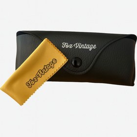 Resim Toz Vintage Siyah Deri Gözlük Kabı Ve Gözlük Bezi 