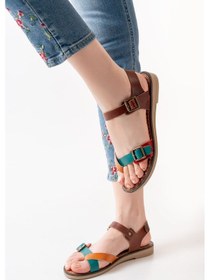 Resim 205-091 Multi Ortopedik Hakiki Deri Kadın Sandalet Bej 