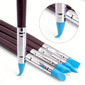 Resim 5'li Set Silikon Kil Oyma Aracı Fırça Modelleme Noktalama Tırnak Sanatı Seramik Kil Aracı DIY Oyma Heykel Aracı 