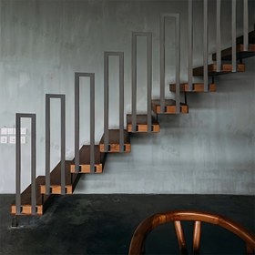 Resim Modern İskandinav Tarzı Demir Merdiven Korkuluğu Kaymaz Fileli - Kolay Kurulum, İç Mekan Kullanımı İçin Kare Boru Tasarımı 