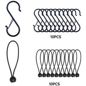 Resim Elmpaly Ağır Hizmet Siyahı Çadır Ve Tente İpi 10 Yaylı Kilit 10 Top İp 122 Lb Çekme Dayanımı 
