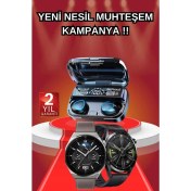 Resim Ikili Set Akıllı Saat ve Bluetooth Kulaklık Kablosuz Uzun Pil Ömrü Spor Modları 