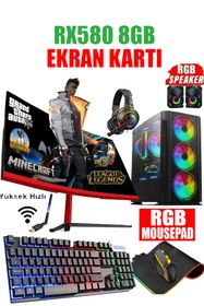 Resim DMC N165x (PUBG,GTA 5) I7 3770,16GB RAM,500GB HDD,256GB SSD,RX580,24"oyuncu Masaüstü Bilgisayarı 