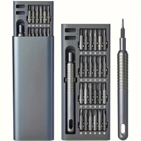 Resim 25'li 1 Hassas Tornavida Seti - Düz ve Phillips Kafa Aletleri Elektronik Tamir için, Mini Çoklu Uç Seti Telefonlar, Saatler, Gözlükler ve Bilgisayarlar için, Kompakt DIY Bakım Organizatörü Ergonomik Tutma ile, Dayanıklı Metal Yapı için Ev Tamir ve Teknoloji Projeleri, Tornavida Seti, Elektronik Tamir Aletleri, Şık Metalik Kaplama, Güçlü Alet Tasarımı, Tornavida Seti, Tornavida Seti Kılıfı, Tornavida Seti, Tornavida Seti Kılıfı, Cep Telefonu için Alet, Saat Tamir Aletleri, Saat Tamir Alet Seti 