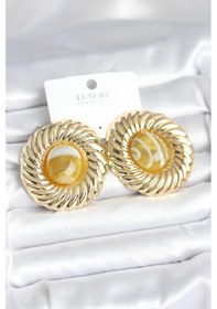 Resim Pirinç Gold Renk Kehribar Boncuklu Vintage Kadın Küpe - Tj-bkp11387 Beyaz 