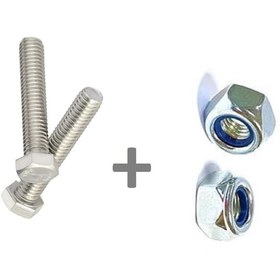 Resim M6x20 Çelik Altı Köşe Cıvata + Fiberli Somun 20 Adet 