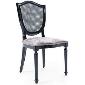 Resim Kupa Hasırlı Ahşap Sandalye Siyah 