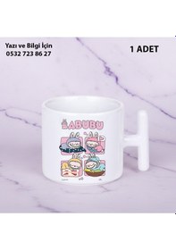 Resim Labubu Kaliteli Porselen İsim Yazılabilir Premium Hediyelik T Baskılı Kupa Bardak Doğum Günühediyesi Beyaz 