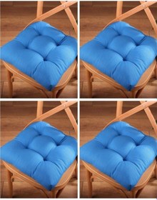 Resim Altınpamuk Altınpamuk 4'Lü Lüx Pofidik Mavi Sandalye Minderi Özel Dikişli Ba 